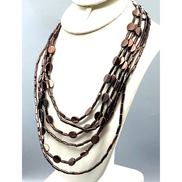 Vintage Chico's Multi Strand Bronze Beaded Necklace - Picture 3 of 4